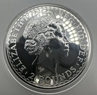 2001 Britannia 1oz 999 Fine Silver 2 Pounds Key Date Low Mintage Unc W  Capsule