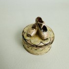 Pearl Enamel Ballet Shoes Slippers Hinged Trinket Box Jeweled Rhinestones Dance