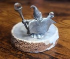 Spoontique Pewter Wizard Figurine Crystal Ball Red Eyes Stone Base