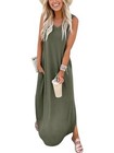 Women Maxi Dress Summer Casual Sleeveless V Neck Sundress Coverups Large Olive