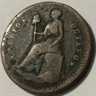 1860 Mexico 1 16 Real Medio Octavo Jalisco State Copper