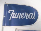 Vintage Funeral Flag Pair Clamp Hearse Procession Mortuary Signage Vehicle Signs