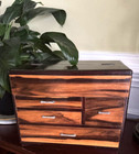 Japanese Vintage Small Sewing Box Oharibako Showa Haribako Wooden Drawers