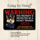 Akita Security Sign Warning Property Protected Guard Dog Outdoor Funny Metal Tin