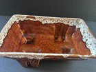 Vintage Cookson Pottery Planter Brown Drip Glaze Footed Mcm Mid Century Usa