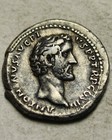 Rare Genuine Ancient Roman Silver Coin Denarius Antoninus Pius Genius Branch Rod