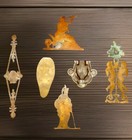 Lot Of Six Small French Antique Brass   Bronze  Pediments Mounts Decorations