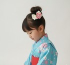 6pc Handmade Pink Girls Hair Clips Set Floral Butterfly Bunny Ribbon Headband