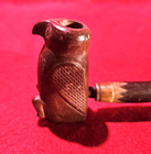 Vintage Catlinite Pipestone Bird Pipe With Stem And Fetish