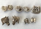 4 Pair Solid Sterling Silver Vintage Post Earrings   Pin horse concho western