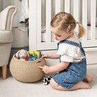 Wicker Storage Basket For Living Room  Small Round Woven Basket For Toys  Tow   
