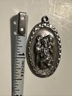 Vintage Large Saint Christopher Sterling Silver Pendant  Religious Medal W-jesus