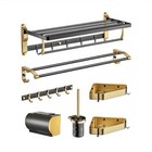 Bathroom Accessories Set Wall-mounted Bath Toilet Brush Hardware Towel Rack Gold