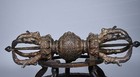 Antique Tibetan Ritual Vajra - 37cm Heavy Cast With Sacred Symbols