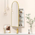 Arched Medicine Cabinet Mirror Cabinet Bathroom Storage Metal Frame Wall Mounted