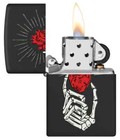 Zippo 46469  Skeletal Hand And Red Heart Design  Black Matte Lighter  New