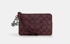 Coach Boxed Corner Zip Wristlet In Signature Canvas W charms  Nwt  Msrp  128 00