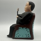 Cast Iron Man In Chair Coin Bank Hand Painted Vintage