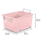 Mainstays Kids Large Pink Plastic Stackable Rolling Toy Storage Basket handles 