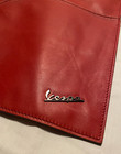 Vintage Vespa Red Leather Tote Bag Scooter Accessory Made In Italy Unused Slim