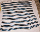 Afghan Crochet Bed Throw Couch Blanket White Wblue Black Accent 64x64