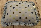 Just Born Pillow -  baby Boy  - Brown Dog With Ball - Blue  Polka Dots - Decor
