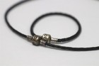 Pandora Black Leather Braided Necklace And Bracelet Set - 16-in   6 5-in