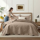 3 Piece Quilted Bedspread Embossed Bed Throw Queen King Size Soft Bedding Set Us