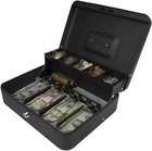 2 Lot Large Cash Box With Money Tray And Lock  Metal Money Box For Cash  Lockbox