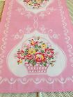 New Luray Vintage Style Pretty Kitchen Tea Towel - Beautiful Pink Floral Basket