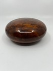 Vintage Hand Turned Burl Wood Lidded Box Round Trinket Jewelry Bowl