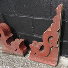 Two Antique 1890 s Wooden Victorian Corbel Porch Bracket Old Red Paint Farm City