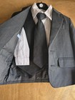 Cole Collection Boys Formal Suit 5pc Gray white Polyester Notch Lapel 3t