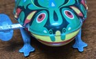 2    Vintage Working Tin Litho Clockwork Wind-up Green Jumping Frog Smart Leap