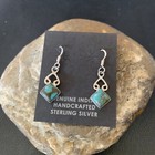 Navajo Blue Turquoise Sterling Silver Dangle Drop Earrings 0 5  12750