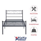 Twin Size Metal Bed Frame Black Mattress Foundation Steel Platform Headboard
