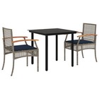 Patio Dining Set With Cushions Outdoor Garden Seating Gray Poly Rattan Vidaxl