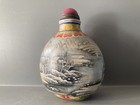 Collection Chinese Colored Glaze Carved Painted Snow Scenery Nice Snuff Bottle