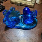Vintage Bluebird Of Happiness With Glass Flower Original Sticker Signed 1995