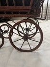 Brown Wood   Metal Doll Stroller Pram With Black Fabric Canopy From Early 1900s