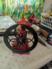 Cast Iron Coffee Grinder With Large Wheel And Wood Turn Handle
