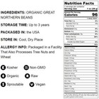Organic Great Northern Beans     Dried  Non-gmo  Kosher  Raw  Sproutable  Bulk