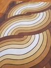 Awesome Rare Vintage Mid Century Retro 70s Brn Neutral Swirl Loop Fabric  Look 