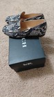 Coach Women   s Loafer Flats Blue white Snakeskin Beaded Leather Slip-on 5 5
