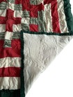 Vtg Handmade Christmas Quilt Red Green Log Cabin Throw Blanket Folk Art Rustic