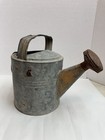 Vtg Galvanized Steel Watering Can Dual Metal Handles Farmhouse Primitive