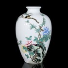 A Pair Chinese Pastel Porcelain Handpainted Exquisite Flower bird Vase 4781