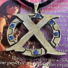 Rare Comstock Creations Pewter   Austrian Crystals Xena Silver Chakram Necklace