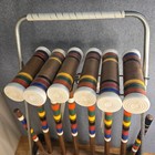 Mcm Vintage Forster 6 Person Croquet Set W  Original Wheeled Stand   Rack   Cart