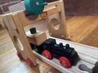 Vintage Brio Wooden Railway Lot Rolling Gantry Crane    80s Cargo Car Train Set